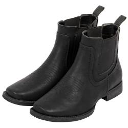 J's.o.l.e Western-Cowboystiefel für Herren, quadratische Zehenpartie, Chelsea-Kleid, Freizeitstiefel, Schwarz, 46 EU von J's.o.l.e