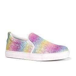 J. Adams Glimmer Sneakers für Damen – Casual Glam Slip On Wanderschuhe, Regenbogen-Glitzer, 38 EU von J. Adams