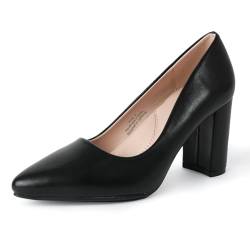 J. Adams Jolie Heels für Damen – geschlossene spitze Zehenpartie, mittelhoher Blockabsatz, klassische Pumps, Veganes Leder, Schwarz, 43 EU von J. Adams