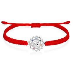 J.Endéar Om Lotusblume Armband Yoga Meditation Schmuck, Silber 925 Armband Zirkonia 7 Chakra Armband, Rot Kordel Armband für Damen Jugendliche Mädchen von J.Endéar