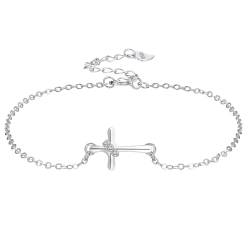 J.MUEN Kreuz Armband Damen 925 Sterling Silber Kreuz Anhänger Armbänder Schmuck Geschenke für Frauen Mädchen,Nickelfrei, Allergiker geeignet von J.MUEN