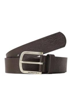 Herren Jack & Jones Ledergürtel JACHARRY Belt Leder Optik Gürtel mit Logo Metall Schnalle, Farben:Dunkelbraun, Größe Gürtel:90 von JACK & JONES