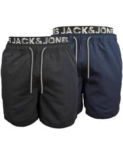 JACK & JONES Herren 2er Pack Badehose (DE/NL/SE/PL, Alphanumerisch, XXL, Regular, Regular, Black/Dark Navy) von JACK & JONES