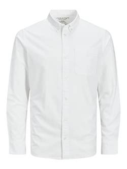 JACK & JONES Herren Freizeit Hemd JPRBROOK Oxford Slim Fit Weiss Blau XS-XXL, Größe:M, Farbe:White Slim FIT 12192150 von JACK & JONES