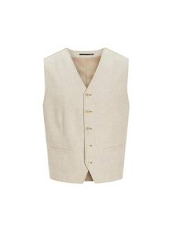 JACK&JONES Herren JPRRIVIERA LINEN Waistcoat Anzugweste, Travertine/Fit:SLIM FIT, 50 von JACK & JONES