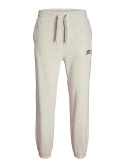 JACK & JONES Herren Jogginghose Sweatpants Jogger mit Logo Print Druck Trainingshose Sport JPSTKANE, Farben:Hellgrau, Größe Hosen:L von JACK & JONES