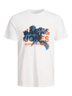 JACK & JONES Herren Rundhals T-Shirt JCOMARINA - Regular Fit S M L XL XXL, Größe:XXL, Farbe:White 12233600 von JACK & JONES