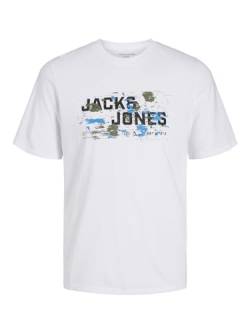 JACK & JONES Herren Shirt T-Shirt Kurzarmshirt Outdoor Logo Tee SS Crew Neck, Farbe:Weiß, Artikel:-White, Größe:M von JACK & JONES