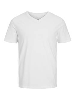 JACK & JONES Herren V-Neck T-Shirt JJEORGANIC Basic - Regular Fit S M L XL XXL, Größe:XL, Farbe:White 12156102 von JACK & JONES