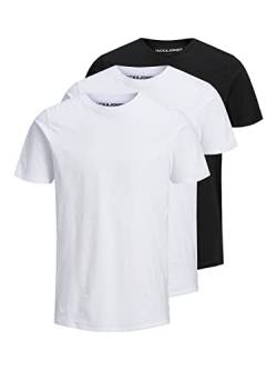 JACK&JONES Men's JJEORGANIC Basic Tee SS O-Neck 3PK MP, Black/Pack:2White 1Black, XS von JACK & JONES