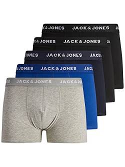 Jack&Jones Herren JACBASIC Plain Trunks 5 Pack Boxershorts, Black/Detail:Black-Navy Blazer-Surf The Web-LGM, L (5er Pack) von JACK & JONES