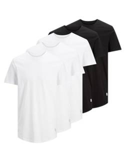 Jack & Jones Herren JJENOA Tee SS Crew Neck 5PK MP T-Shirt, Black/White, L von JACK & JONES