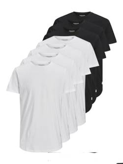 Jack&Jones Herren JJENOA Tee SS Crew Neck 7PK MP NOOS T-Shirt, White/Pack:4White 3Black, S von JACK & JONES