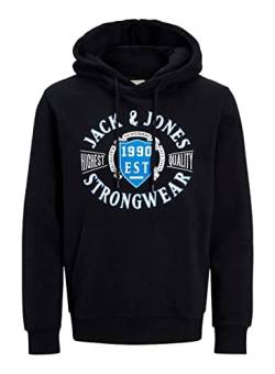 Jack&Jones Men's JJNEWDENIM Sweat Hood Sweatshirt, Black, M von JACK & JONES