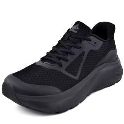 JACKSHIBO Schlupfschuhe für Herren, breite Zehenbox, Laufschuhe, Walking, Tennis, athletisch, Fitnessstudio, Workout, Cross-Training, Sneaker mit gepolsterter Sohle, Schwarz, 43 EU von JACKSHIBO