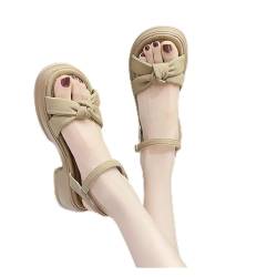 JAMPOL Dickbesohlte Sandalen for Damenoberbekleidung im Sommer 2024. Dickbesohlte Sandalen mit Riemen(Khaki,37 EU) von JAMPOL