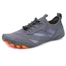 JAOOUU Barfußschuhe Herren Damen Badeschuhe Barfussschuhe Aquaschuhe Schwimmschuhe Sommer Wasserschuhe Strandschuhe Schnell Trocknende SchuheAtmungsaktiv Fitnessschuhe D028 Grau39EU von JAOOUU