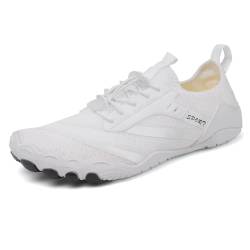 JAOOUU Barfußschuhe Herren Damen Badeschuhe Barfussschuhe Aquaschuhe Schwimmschuhe Sommer Wasserschuhe Strandschuhe Schnell Trocknende SchuheAtmungsaktiv Fitnessschuhe D028 Weiß37EU von JAOOUU