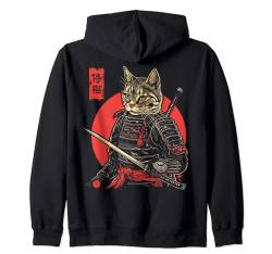 Samurai-Katze, japanische Katzenkunst, ästhetisch, Katzenliebhaber Kapuzenjacke von JAPANESE NINJA CAT WARRIORS