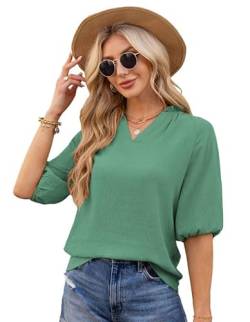 Bluse Damen Elegant，Tops für Damen,Freizeitoberteile, Elegante Arbeits Blusen, Business-Blusen, V-Ausschnitt, Kurze äRmel，T-Shirts, Kurzarm Oberteile von JASAMBAC