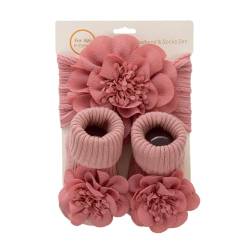 1Set Baby Stirnband Socken, Baby Blume Haarbänder für Mädchen weiche Blume Kopfbedeckung Rutschfeste Socken Mädchen elastische Haarbänder Baumwolle Säuglingssocken für Neugeborene Kleinkinder von JAWSEU