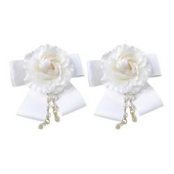 2PCS Blume Perle Brosche Pins, Kamelie Blumen Brosche Zierliche Stoff Brosche Anstecknadeln Damen Blumenbrosche Elegant Handgefertigt Blumen Broschen Anstecknadel Lapel Pin Mädchen Geschenke von JAWSEU