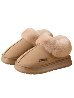 JAWSEU Damen Süß Plüsch Pantoffeln Warme Hausschuhe Frauen Bequeme Slippers Mädchen Winter Baumwolle Hausschuhe Slippers Hauspantoffeln rutschfeste Hausschuhe Flauschige Plüsch Pantoffeln von JAWSEU