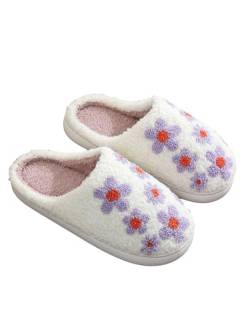 JAWSEU Damen Winter Plüsch Pantoffeln Warme Hausschuhe Frauen Bequeme Slippers Hausschuhe Weicher Plüsch Retro Hausschuhe Frauen Bequeme Flauschige Pantoffeln Trendiger Slipper Leicht Slippers Indoor von JAWSEU