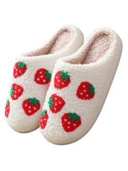 JAWSEU Mädchen Winter Baumwolle Hausschuhe Slippers Süß Damen Plüsch Pantoffeln Warme Hausschuhe Damen Bootie Hausschuhe Frauen Bequeme Flauschige Slippers Hauspantoffeln rutschfeste Hausschuhe von JAWSEU