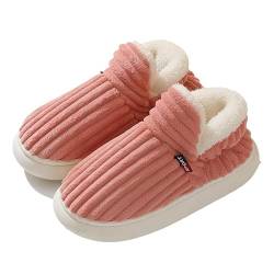 JAWSEU Unisex Winter Baumwolle Hausschuhe Flaumig Damen Herren Slippers Hauspantoffeln Damen Herren Wärm Bequem Plüsch Pantoffeln rutschfeste Schlafzimmer gemütlich Innenbereich Plüsch Hausschuhe von JAWSEU