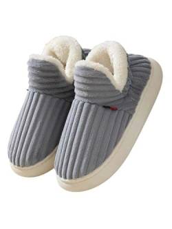 JAWSEU Unisex Winter Baumwolle Hausschuhe Flaumig Damen Herren Slippers Hauspantoffeln Damen Herren Wärm Bequem Plüsch Pantoffeln rutschfeste Schlafzimmer gemütlich Innenbereich Plüsch Hausschuhe von JAWSEU