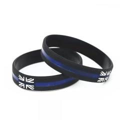 JCUIyon 1 STÜCK Schwarz Blau Vintage Flagge Silikon Armbänder DIE Großbritannien Charity UK Silikon Armbänder & Armreifen Geschenke von JCUIyon