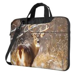 JCVOTREL Free Whitetail Hirsch bedruckte Laptop-Tragetasche, Laptop-Tragetasche, Reisetasche, Business-Computertasche, Arbeitstasche für Männer und Frauen, Schwarz , 14 inch von JCVOTREL