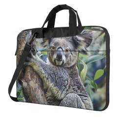 JCVOTREL Koala bedruckte Laptop-Tragetasche, Laptop-Tragetasche, Reisetasche, Business-Computertasche, Arbeitstasche für Männer und Frauen, Schwarz , 15.6 inch von JCVOTREL