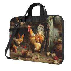 JCVOTREL Laptop-Tragetasche, Motiv: Roast Chicken Hen Farm bedruckte Laptop-Tragetasche für Reisen, Business, Computertasche, Arbeitstasche für Männer und Frauen, Schwarz , 15.6 inch von JCVOTREL