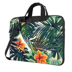 JCVOTREL Laptop-Tragetasche, Motiv: tropische Sommer, Hawaii-Blume, Palmblätter, bedruckt, Laptop-Tragetasche, Reisetasche, Business-Computertasche, Arbeitstasche für Männer und Frauen, Schwarz , 13 von JCVOTREL