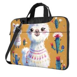 Laptop-Tragetasche, Motiv: Cartoon-Alpaka, niedliches Tiermotiv, für Reisen, Business, Computertasche, Arbeitstasche für Männer und Frauen, Schwarz , 15.6 inch von JCVOTREL