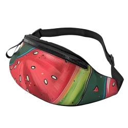 Wassermelonen-bedruckte Hüfttasche für Herren und Damen, multifunktionale Bauchtasche mit Kopfhörerloch, Schwarz , Einheitsgröße, Lässiger Tagesrucksack von JCVOTREL