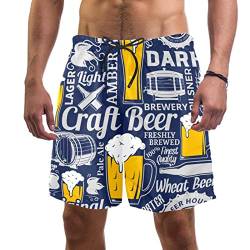 JDEZ Herren Badehose Bier-Textur-Muster Schnell trocknende Badeshorts für den Strand von JDEZ