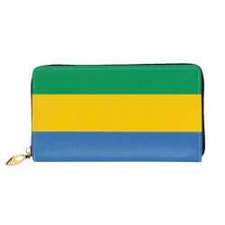 JDFHGNU Gabunische Flaggenmuster Damen Geldbörse Lange Clutch Geldbörse Kreditkartenetui Geldbörse Reise Münzbörse Schwarz Einheitsgröße, Schwarz , Einheitsgröße von JDFHGNU