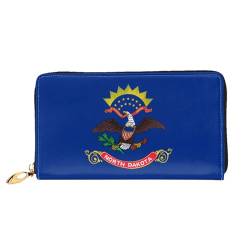 JDFHGNU North Dakota Staatsflagge Muster Damen Geldbörse Lange Clutch Geldbörse Kreditkartenetui Geldbörse Reise Münzbörse Schwarz Einheitsgröße, Schwarz , Einheitsgröße von JDFHGNU