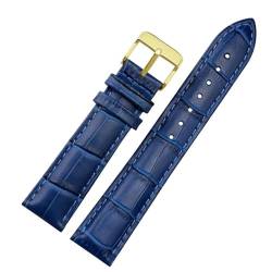 JDIME 12 14 16 18 19 20 21 22 23mm Blaue Farbe Echtleder Uhrenarmband Herren- und Damenarmband für Citizen Rossini Uhrenarmband(Royal blue gold,14mm) von JDIME