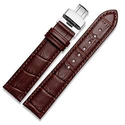 JDIME Echtes Leder -Uhrband mit Schmetterlingsverschluss Bändern Croco -Armband für Männer Striche 12 13 14 15 16 17 18 19 20 21 22 23 24 mm(Brown,16mm) von JDIME