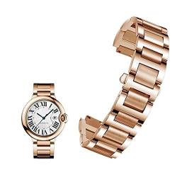 JDIME Edelstahl Lug End Armband für Cartier Ballon Bleu Serie 20 * 12mm 18 * 11mm 14 * 8mm W6920046 Riemen Damen Herren Armband(Rose gold,14-8mm) von JDIME