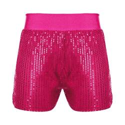 JEATHA Mädchen Pailletten Tanzshorts Hip Hop Jazz Hosen Trainingshose Glitter Ballett Tanz Shorts Hotpants Tanzkostüme für Sport Yoga Gymnastik Hot Rosa 110-116 von JEATHA