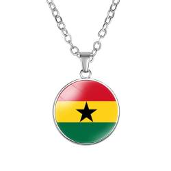 Halskette Mit Ghana-Flagge – Klassischer Anhänger Mit Patriotischem Flaggenmuster, Verstellbare Pulloverkette, All-Match-Schmuckgeschenke, Verstellbares Kettenzubehör Für Männer Und Frauen, We von JEDTAKCT