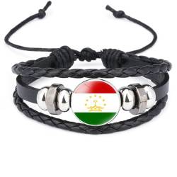 JEDTAKCT Armband Mit Flagge Von Tadschikistan – Kreative Armreifen Mit Glascabochon Und Nationalflaggen-Muster, Trendige Handketten-Accessoires Für Damen Und Herren, Schmuck, Schwarz, Verstellbar von JEDTAKCT