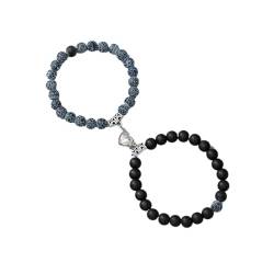 Paar-Armbänder, Paar-Schmuck – Modische, Violette, Handgefertigte Magnetische Paar-Armbänder Mit Perlen, Zweiteilige Dekoration Mit Handschnur, Personalisiertes Design Und Cooles Sommer-Armband-Zu von JEDTAKCT