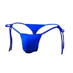 JEERLEEP Sexy Herren-Bikini aus Eisseide, mit Schnürung an der Seite, G-String, T-Rücken, Tanga, Slip, verstellbare Unterwäsche, Blau, Einheitsgröße von JEERLEEP