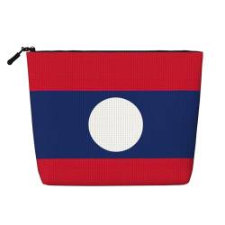 Make-up-Tasche mit Flagge von Laos, Reise-Kulturbeutel, tragbare Make-up-Tasche für Damen, Schwarz , Einheitsgröße von JEJEA